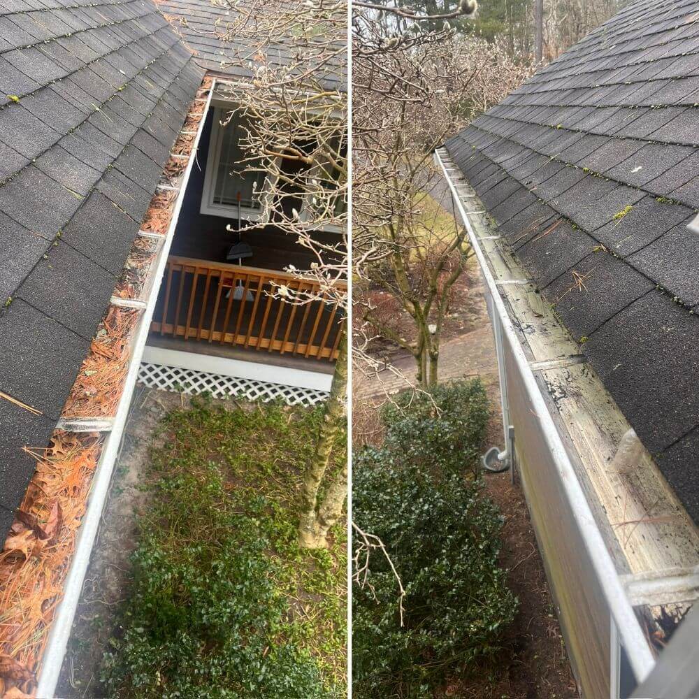 gutter cleaning services - before/after results