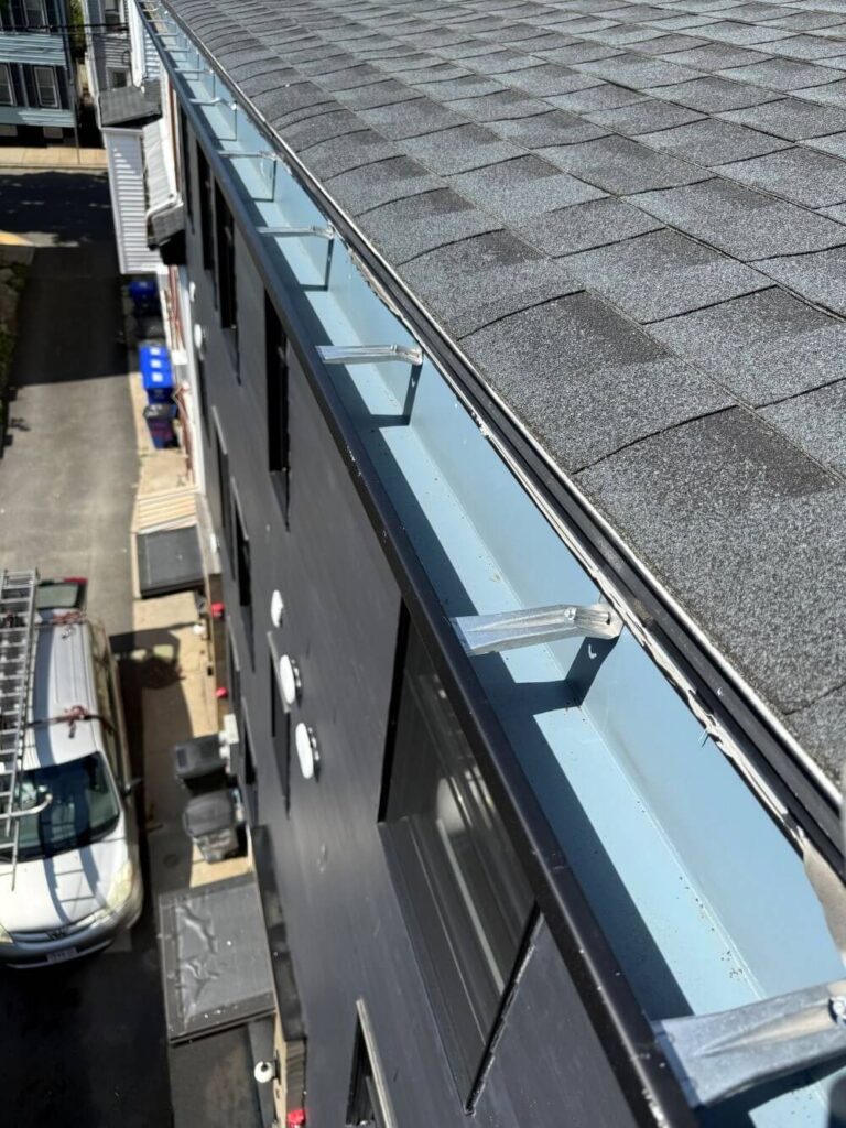 The result of gutter cleaning service of Boston Gutter Solutions