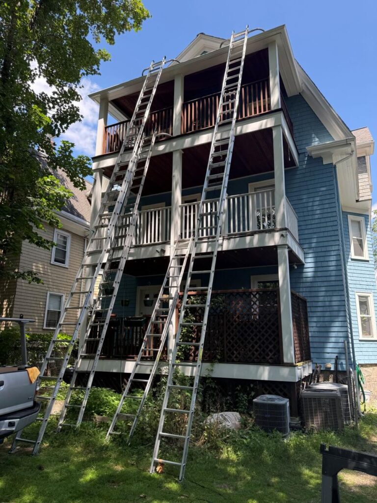 40’ ladder gutter installation - Boston Gutter Solutions