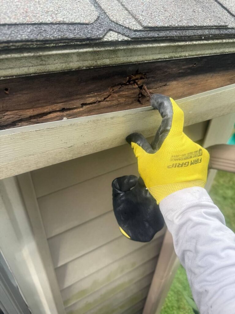 rotted fascia partially wrapped - Boston Gutter Solutions